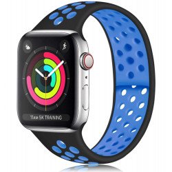 Breathable Sport Strap Wristband Replacement for Apple Watch Series Ultra/9/8/7/6/5/4/3/2/1/SE - 49MM/45MM/44MM/42MM (Black Blue)